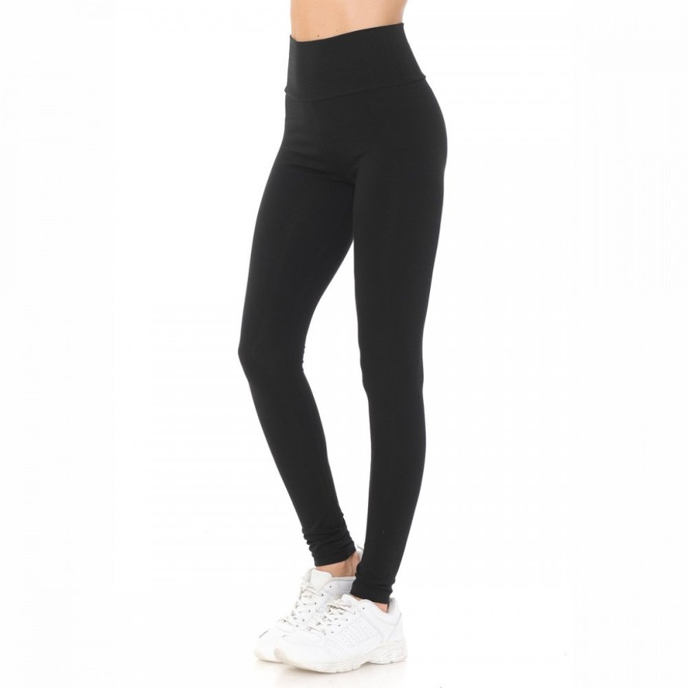 HIGH WAIST YOGA PANTS COTTON SPANDEX KNIT LEGGINGS